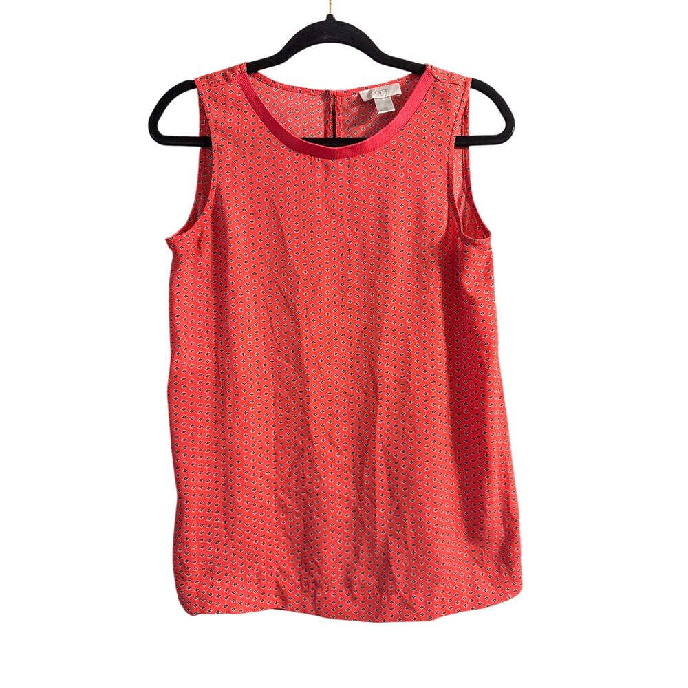 Loft Outlet Women's Coral & Black Geometric Tank Top Size Extra Small XS